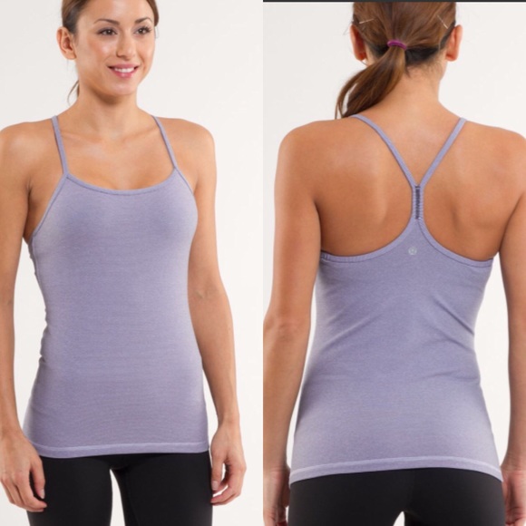 lululemon athletica Tops - Lululemon Power Y Tank Lilac Heathered Stripe